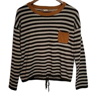 Hem&Thread Striped Cinch Hemline Sweater T…